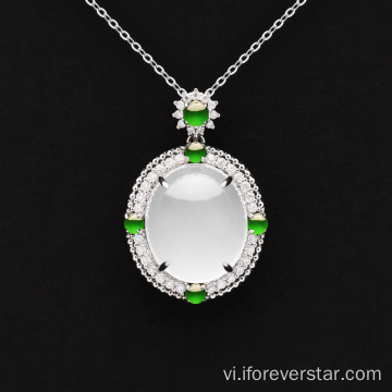 Băng giá Jadeite Jade Jade 18K mặt dây chuyền vàng